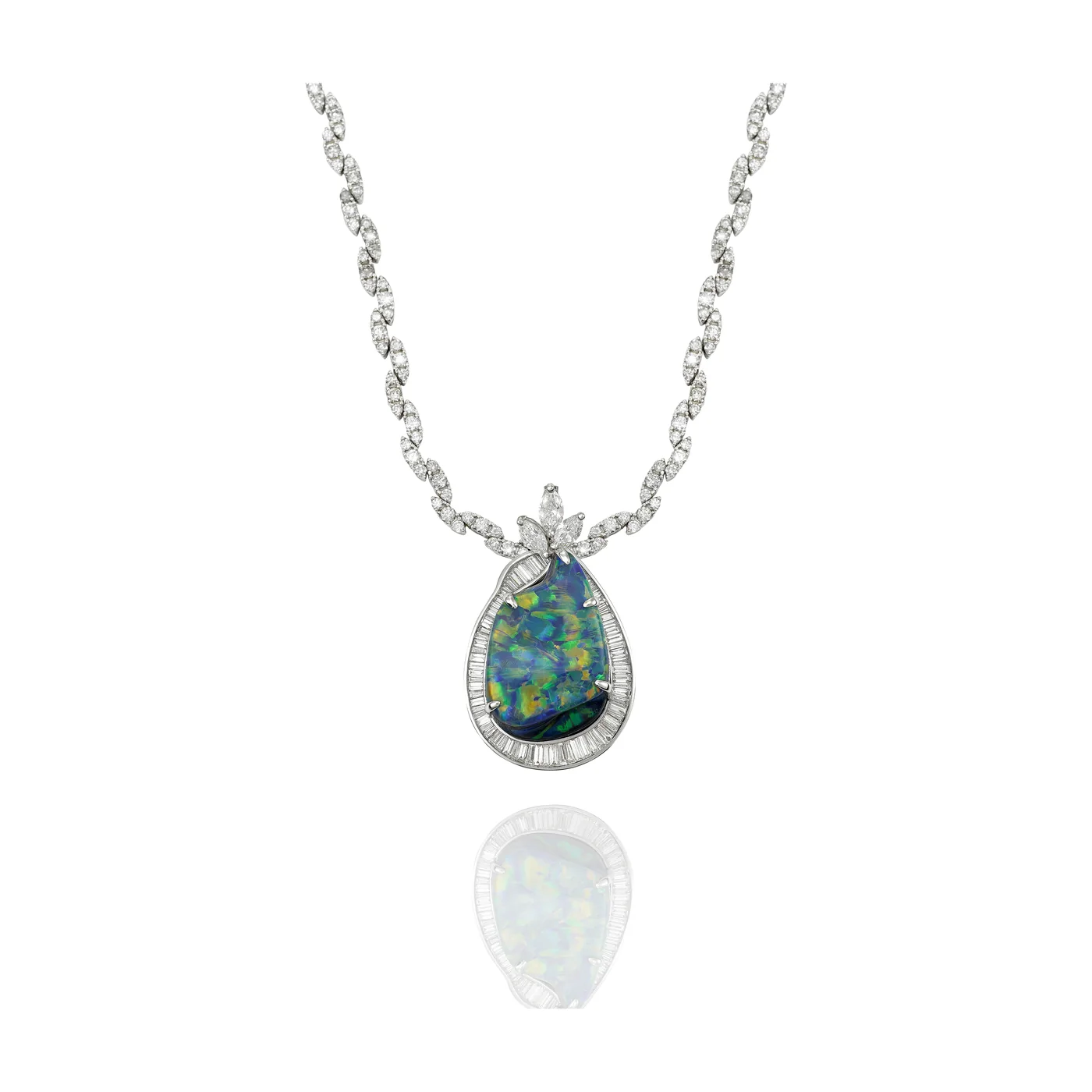 Germani black opal and diamond necklace